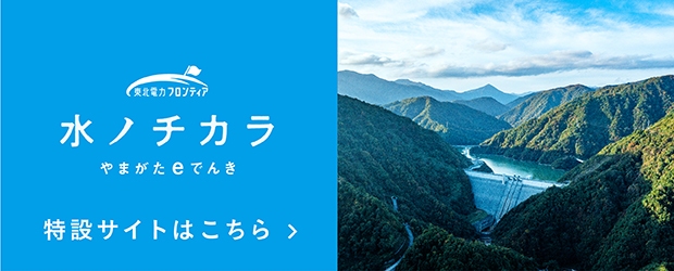 東北電力フロンティア 水ノチカラ やまがたｅでんき 特設サイトはこちら 山形を育むチカラと次の世代へ。