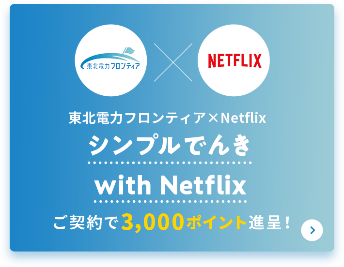 東北電力フロンティア×Netflix シンプルでんき with Netflix ご契約で5,000ポイント進呈！ お申込みはこちら