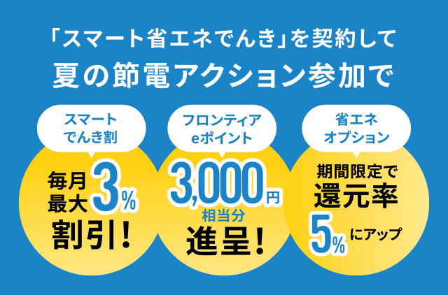 「スマート省エネでんき」プランご契約で毎月最大3%割引!