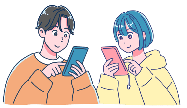 スマホを操作する男女