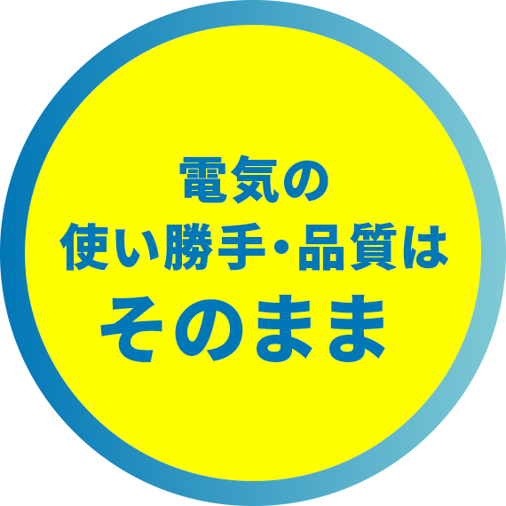 電気の使い勝手・品質はそのまま